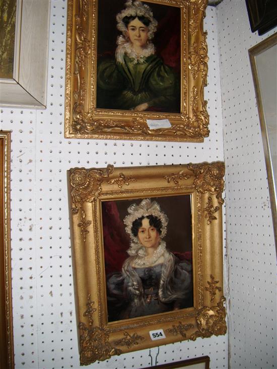 Two paintings, gilt framed (portraits)